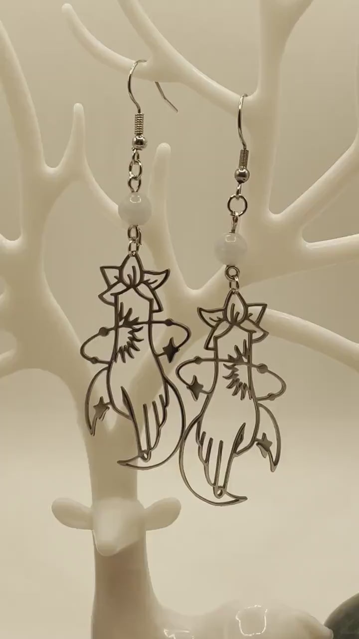 Celestial Hand with Lotus Drop Earrings With Aquamarine. Witchy Crystal Jewelry,  Sun, Moon, Star, and Hand Earrings. Delicate Jewelry.
